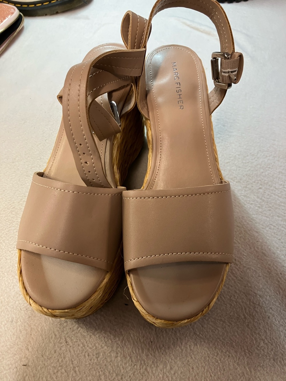 Marc Fisher Beige/Tan Espadrille Wedge Sandals